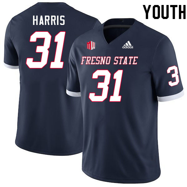 Youth #31 Kiontre Harris Fresno State Bulldogs College Football Jerseys Stitched-Navy